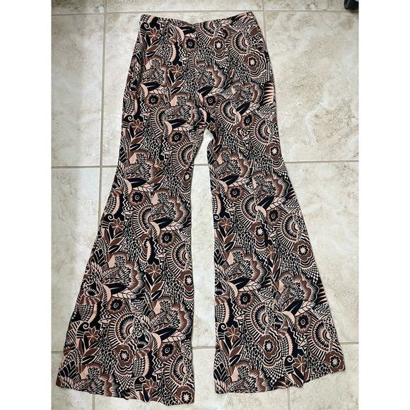 Anthropologie Drapey Flare wide leg bell bottom hobo mod flared pants size 2 4 6 - Picture 2 of 9